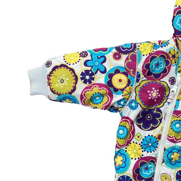 Hanna Andersson Floral Quilted One-Piece Snowsuit Double Zip Funky-18-24 mos - Picture 3 of 16